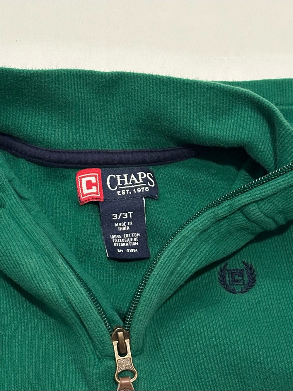 Green Chaps Quarter Zip Sweater 3T